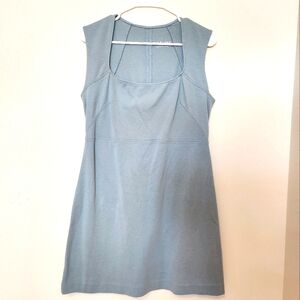EVERLANE 90s Mini Square Scoop Neck Cap Sleeve Seaglass Blue A Line Dress